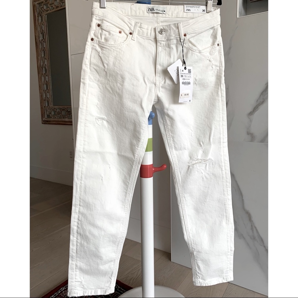 Brand new Zara white boyfriend jeans size 4